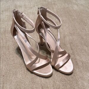 ANTONIO MELANI Blush Strappy Ankle-Zip Heels